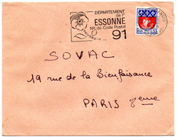 ESSONNE - Dépt N° 91 = RIS ORANGIS 1967 = FLAMME SECAP Illustrée D'une Pensée ' N° De CODE POSTAL / PENSEZ-Y ' - Code Postal