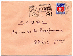 ESSONNE - Dépt N° 91 = RIS ORANGIS 1967 = FLAMME SECAP Illustrée D'une Pensée ' N° De CODE POSTAL / PENSEZ-Y ' - Codice Postale