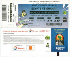 Football.Match EGYPT Vs GHANA.Ticket Coupe D'Afrique Des Nations Au Gabon, Stade De Port-Gentil. 25 01  2017,etat Neuf - Brieven En Documenten