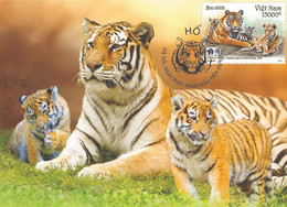 Vietnam Viet Nam Maxi Card Cards 2022 With Perf Stamps : Indochinese Tiger Panthera Tigris / Big Cat (Ms1162) - Vietnam
