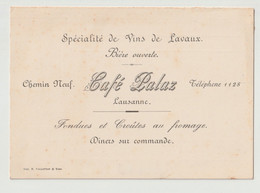 Carte-Note  Café Palaz Chemin Neuf Lausanne - Pubblicitari
