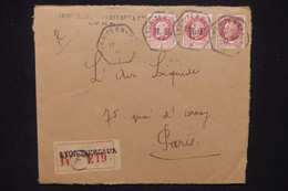 FRANCE - 2 Ex. Pétain Avec Surcharge RF De Libération Sur Enveloppe Commerciale De Lyon En 1944 Pour Paris  - L 130098 - Libération