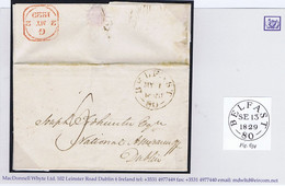 Ireland Belfast 1829 Letter To Dublin At "9' 65 To 95 Miles, With Large BELFAST/80 Mileage Cds For MY 1 - Vorphilatelie