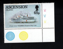 1584433321 1994 SCOTT  593 (XX)  POSTFRIS  MINT NEVER HINGED - CIVILIAN SHIPS - CRUISE LINER UGANDA - HOSPITAL SHIP - Ascension (Ile De L')