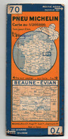 Carte Routière Pneu Michelin 70 Beaune - Evian Carte Au 1/200.000 - Cartes Routières