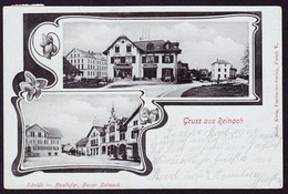 1902 Gelaufene AK, 2 Bildrig, Gruss Aus Reinach. Läubli-Bauhofer, Bazar. Rückseitig Minim Fleckig Und Marke über Rand - Reinach