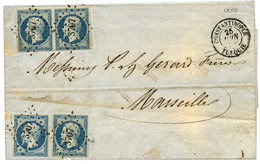 "Utilisation Du 25c EMPIRE Au Bureau De CONSTANTINOPLE" : 1854 2 Exemplaires Du 25c (n°15) + Paire Du 25c (n°15) Obl. PC - Storia Postale