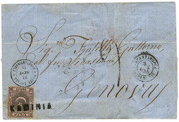 1866 TURQUIE POSTE LOCALE LIANOS 40p Obl. Cachet Linéaire KAMINIA + Taxe 9 Sur Lettre (pd) Pour L' ITALIE. Combinaison T - Lettres & Documents