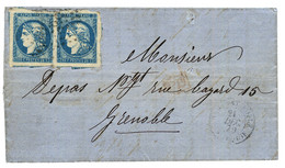 "20c BORDEAUX Type I Utilisé à CONSTANTINOPLE" : 1870 Paire 20c BORDEAUX (n°44A) TTB Margée Obl. Sur Lettre De CONSTANTI - Storia Postale