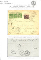 CONST. GALATA CORRESPONDANCE D' ARME : 1899 MIXTE LEVANT FRANCAIS 1p S/ 25c + FRANCE 5c SAGE (x3) Obl. CONSTANTINOPLE TU - Storia Postale