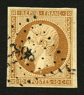 10c REPUBLIQUE (n°9) TTB Margé Obl. PC. Cote 850€. Signé SCHELLER. TTB. - 1852 Luigi-Napoleone