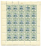 TIMBRES DE GREVE : N°1 Feuille Complète De 25 Avec Variété TÊTE-BECHE Et 10 Sans C Neuf **. Cote 1100€. Superbe. - Altri & Non Classificati