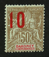 DAHOMEY : 10 S/ 50c Légende Rouge (n°41) Neuf *. Cote 1350€. Tirage 450. Certificat ROUMET + SCHELLER. Superbe. - Autres & Non Classés