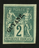 GUYANE : 2c (n°11) Neuf Avec Gomme. Cote 1100€++. Timbre Trés Rare Avec Gomme. Certificat SCHELLER. Superbe. - Autres & Non Classés