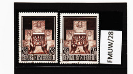 FMUW/28 ÖSTERREICH 1956 Michl 1025 "  2 FARBEN Hell + Dunkel  " Gestempelt SIEHE ABBILDUNG - Abarten & Kuriositäten