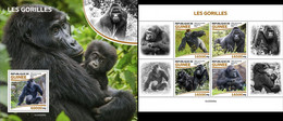 Guinea 2022, Animals, Gorilla, 4val In BF +BF - Gorillas