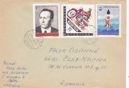 POLITICIAN, MOTORBIKE, ENVIRONMENT PROTECTION, FISH, STAMPS ON COVER, 1975, HUNGARY - Covers & Documents