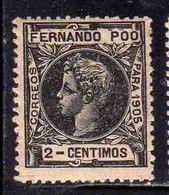 FERNANDO PO POO 1905 RE ALFONSO XIII KING ROI CENT. 2c MH - Fernando Po