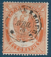 France Télégraphe N°7 Orange  Oblitéré. Cote 17€ - Telegramas Y Teléfonos