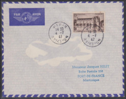 Paris > Fort De France (Martinique) - Première Liaison Aérienne France-Martinique - T-P N° 610 - Obl. 04-07-47 - Luchtpost