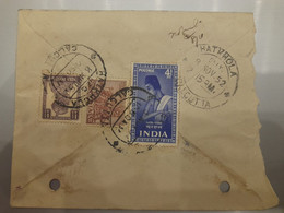 India 1952 Poets/ 1st. Series Definitive/ KGVI  4a + 6p + 1 1/2a Stamp Franking On Registered AD Cover, As Per Scan - Briefe U. Dokumente
