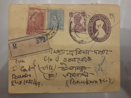 India 1950 Uprated KGVI 1 1/2a Stationery 1st. Series Definitive/ KGVI  4a + 1/2a + 1/2a Franking On Registered AD Cover - Lettres & Documents