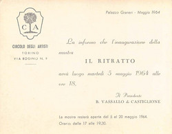 03798 "TORINO - CIRCOLO DEGLI ARTISTI - PALAZZO GRANIERI - MOSTRA - IL RITRATTO 1964" INVITO - DISEGNO - Altri & Non Classificati