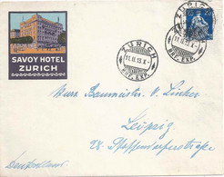Ausland Brief  "Savoy Hotel, Zürich" - Leipzig         1913 - Cartas