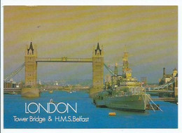 TOWER BRIDGE AND H.M.S. BELFAST.-  LONDRES.- ( REINO UNIDO ). - River Thames