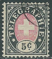 1881 SVIZZERA FRANCOBOLLI TELEGRAFICI USATO 5 CENT - RA16-8 - Télégraphe