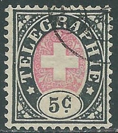 1881 SVIZZERA FRANCOBOLLI TELEGRAFICI USATO 5 CENT - RA16-8 - Telegraafzegels
