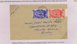 Ireland 1946 Davitt & Parnell Set On First Day Cover To Cuba, Dublin Cds 16 IX 46 - FDC