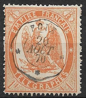 France Télégraphe N°7 Orange  Oblitéré Cachet  Foix. Cote 17€ - Telegramas Y Teléfonos