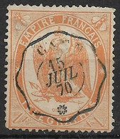 France Télégraphe N°7 Orange  Oblitéré Cachet  Caen. Cote 17€ - Telegraph And Telephone