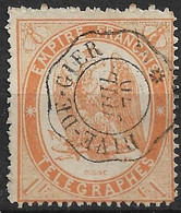 France Télégraphe N°7 Orange  Oblitéré Cachet  Rive-de-Gier. Cote 17€ - Telegraph And Telephone