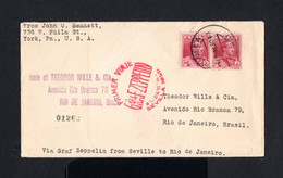 10617-ESPAÑA-SPAIN.AIRMAIL ZEPPELIN COVER SEVILLA To BRAZIL.1930 WWII.ENVELOPPE Aerien.AEREO - Cartas & Documentos