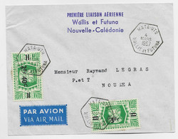 WALLIS FUTUNA 2FR40 FRANCE LIBRE X2 LETTRE COVER AVION C. HEX MATA UTU 4 MARS 1957 PREMIERE LIAISON AERIENNE - Lettres & Documents