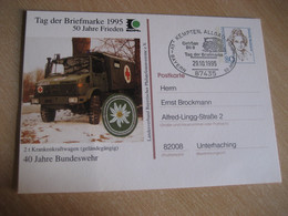 KEMPTEN 1995 50 Jahre Krankenkraftwagen Red Cross Van Truck WW2 Militar War Cancel Postal Stationery Card GERMANY - WW2 (II Guerra Mundial)