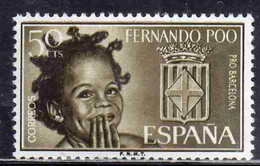 FERNANDO PO POO 1963 FOR BARCELONA FLOOD RELIEF CHILD AND ARMS 50c MNH - Fernando Po