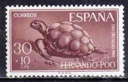 FERNANDO PO POO 1961 STAMP DAY DIA DEL SELLO ETHIOPIAN TORTOISE 30 + 10c MNH - Fernando Po