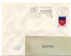 ESSONNE - Dépt N° 91 = YERRES 1967 = FLAMME Codée = SECAP  ' N° De CODE POSTAL / PENSEZ-Y ' - Postleitzahl