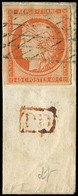 EMISSION DE 1849 - 5    40c. Orange, Oblitéré GRILLE SANS FIN Sur Fragment, TB - 1849-1850 Ceres