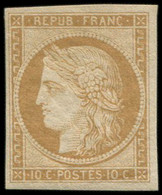 * EMISSION DE 1849 - R1f  10c. Bistre Clair, REIMPRESSION, Frais Et TB - 1849-1850 Ceres