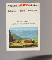 Vieux Papiers -horaire - Suisse - Vitznau Rigi Bahn - Sommer 1964 - Europe