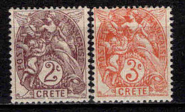 Crète - 1902 -  Type Blanc  - N° 2/3  -  Neuf * - MLH - Nuevos