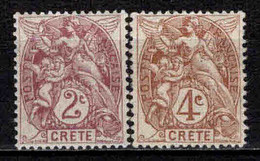 Crète - 1902 -  Type Blanc  - N° 2/4  -  Neuf * - MLH - Neufs