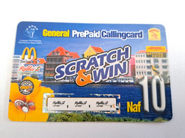 CURACAO NAF 10,-  DUTCH HOUSES IN CURACAO GENERAL PREPAID/SCRATCH &WIN/ 3XROBBIES    EZ TALK/ USED  ** 10813** - Antille (Olandesi)