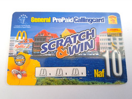 CURACAO NAF 10,-  DUTCH HOUSES IN CURACAO GENERAL PREPAID/SCRATCH &WIN/ 3XMAC DONALD     EZ TALK/ USED  ** 10814** - Antilles (Netherlands)