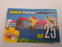 CURACAO NAF 25,-  DUTCH HOUSES IN CURACAO GENERAL PREPAID/ Thin  Card   EZ TALK/ USED  ** 10818** - Antillen (Nederlands)