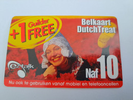 CURACAO NAF 10,-+ 1 GUILDER FREE  BELKAART DUTCH TREAT  SCARLET ( Diff Backside)   EZ TALK     ** 10827** - Antillen (Niederländische)